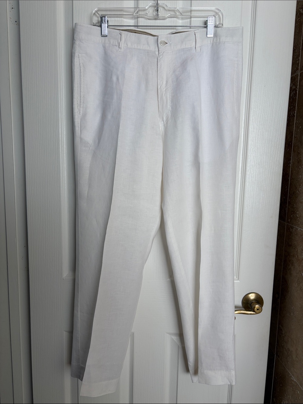 Men's Classic White Linen Dress Pants